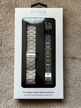 NWT POSH TECH 2 Pack Smartwatch Bands Silver Starburst + Orla Silicone/Steel